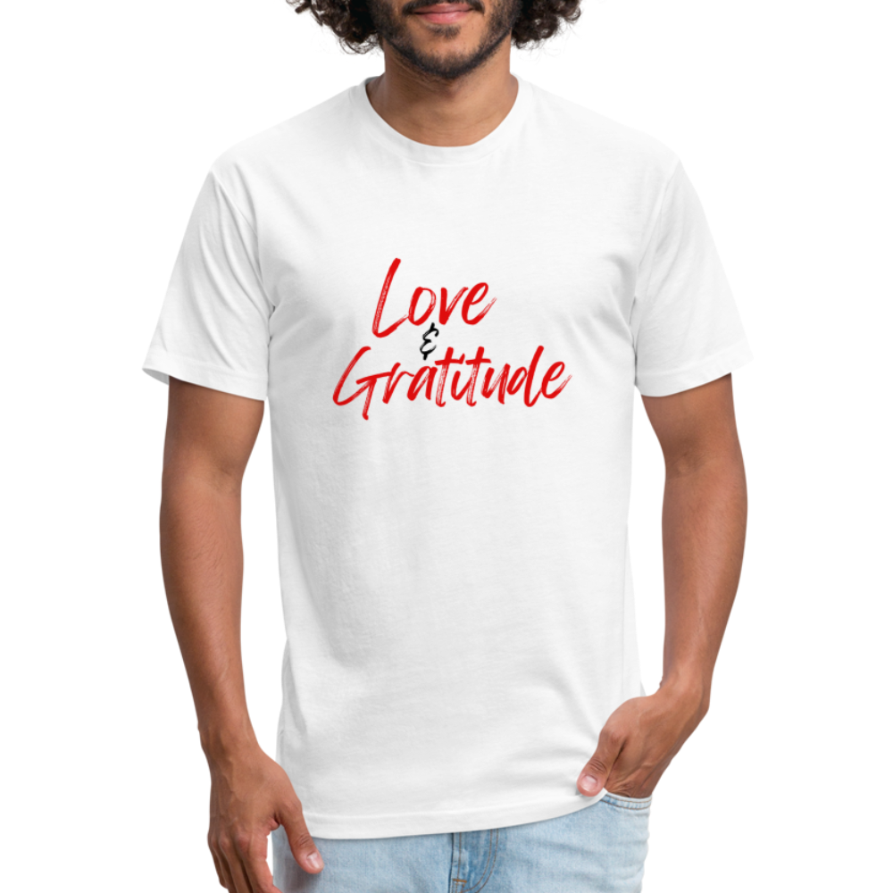 Love & Gratitude Fitted Cotton/Poly T-Shirt - white