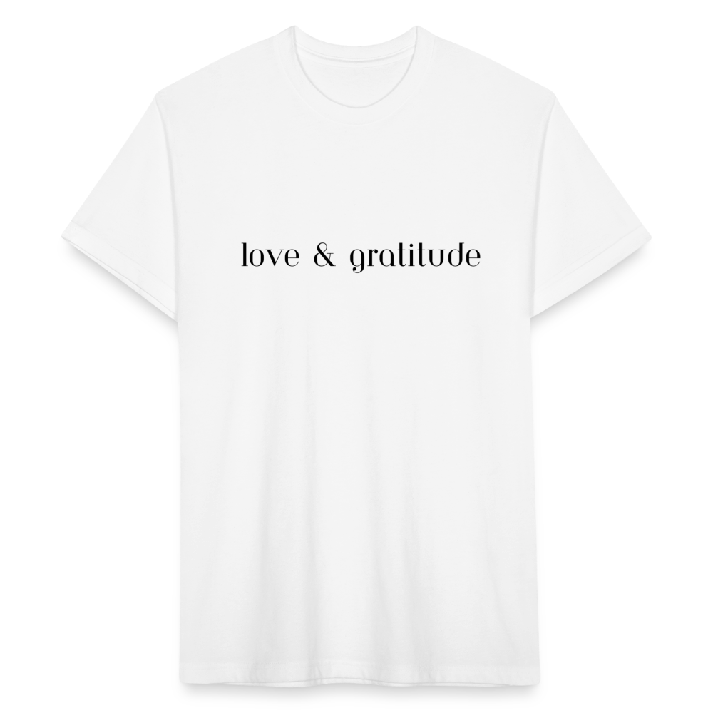 Love & Gratitude Fitted Cotton/Poly T-Shirt - white