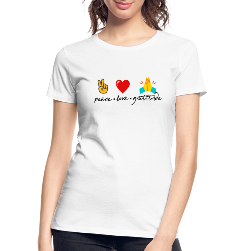 Peace Love Gratitude Women’s Premium Organic T-Shirt - white