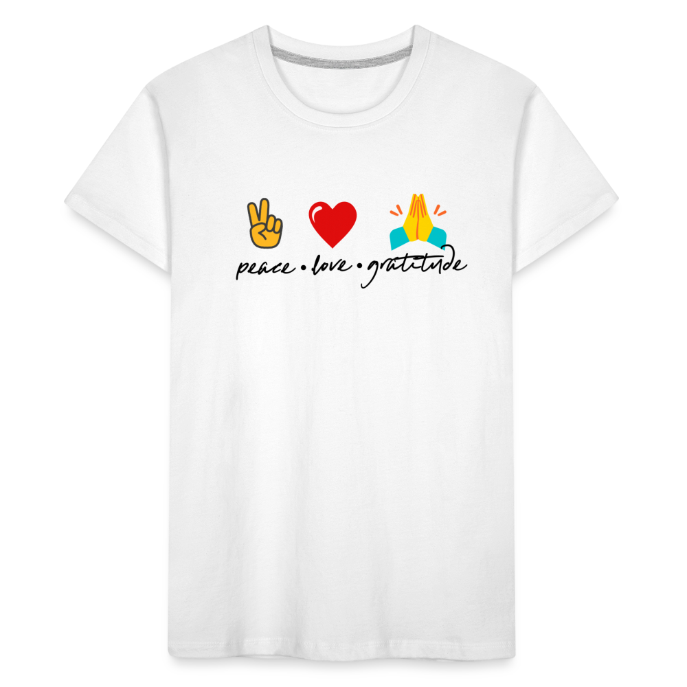 Peace Love Gratitude Toddler Premium Organic T-Shirt - white
