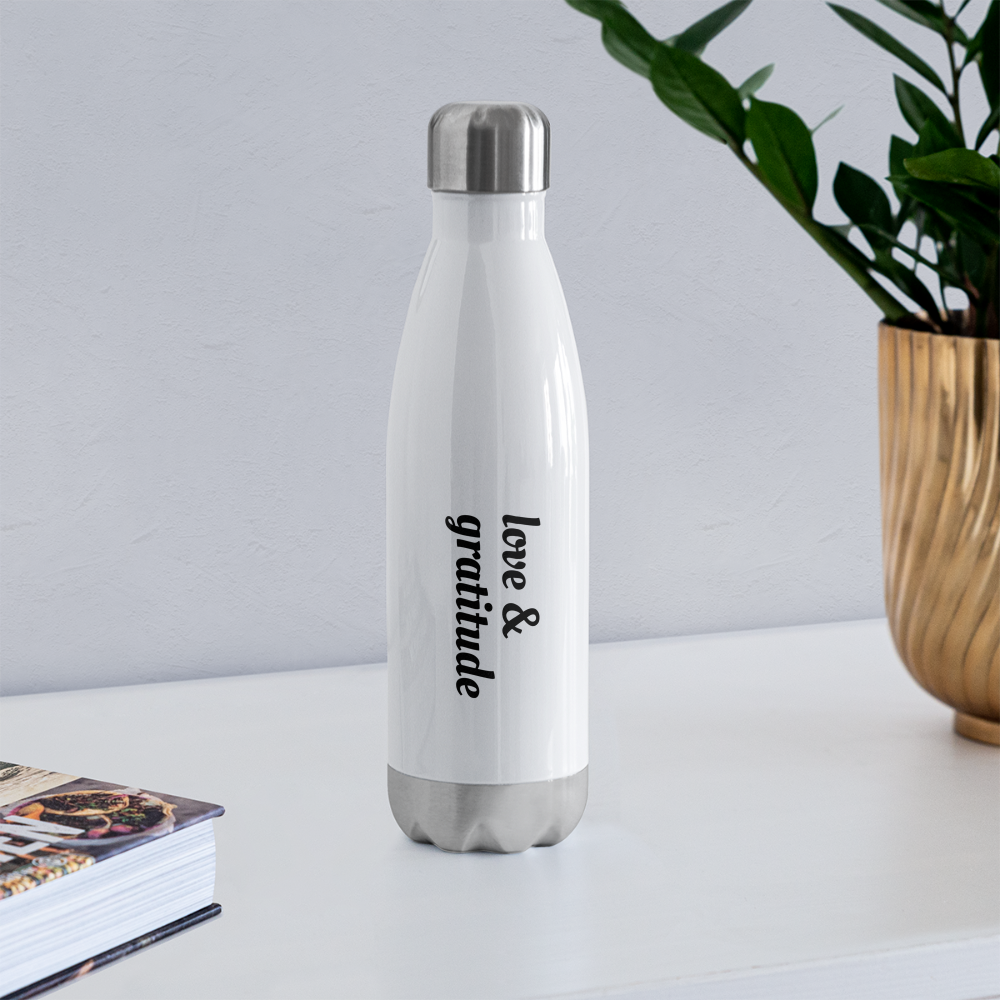 Love & Gratitude Insulated Stainless Steel Water Bottle - white