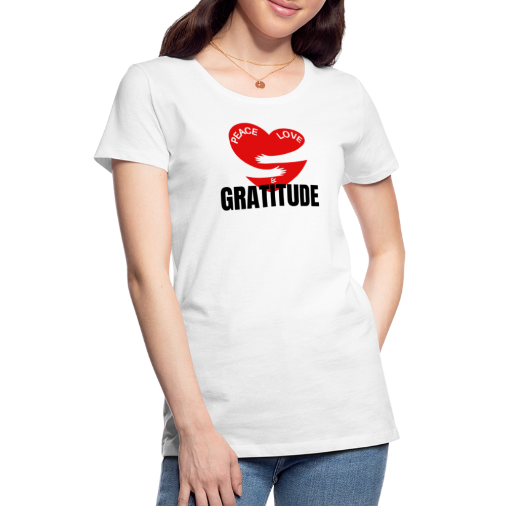 Peace Love & Gratitude Women’s Premium T-Shirt - white