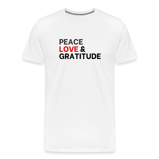 Peace Love & Gratitude Men's Premium T-Shirt - white