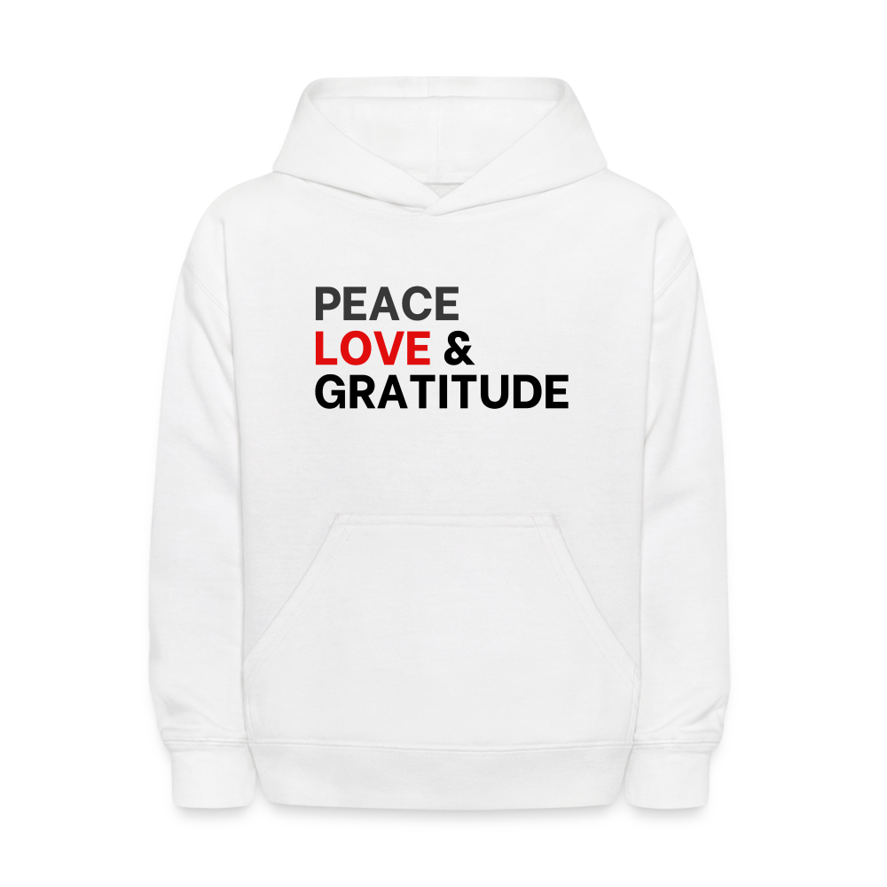 Peace Love & Gratitude Kids' Hoodie - white