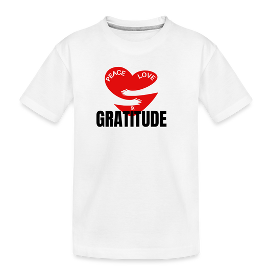 Toddler Peace Love & Gratitude Premium Organic T-Shirt - white