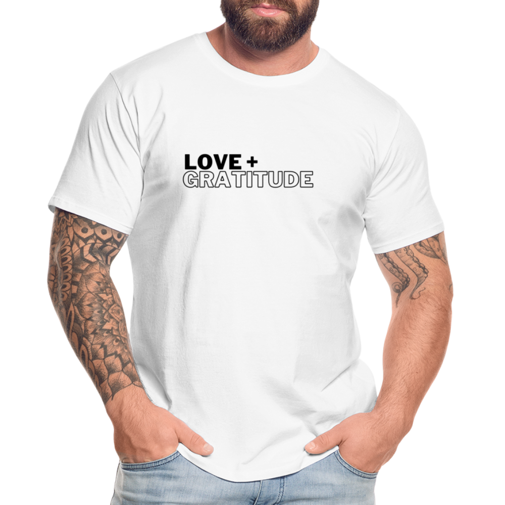 Love + Gratitude Men’s Premium Organic T-Shirt - white